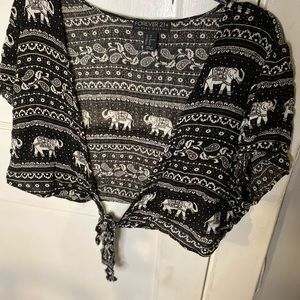 Short sleeve cover up crop top